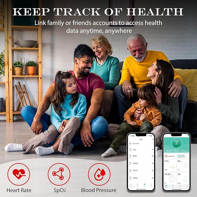Smart Health Ring for Women Men Fitness Tracker with Heart Rate, Blood Oxygen, Blood Pressure, Sleep Monitoring, Step Counting, IP68 Waterproof for iPhone and Android, No APP Fee, Silver 9