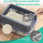 XL Cat Litter Box,24" Stainless Steel Litter Box,Large Big Cats,Extra Large Kitty 17" High Wall Sides Enclosure,Non-Sticky Easy Cleaning,Include Litter Scoop