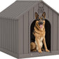 Large Dog House Outdoor Indoor for Medium Large Dogs, Durable Plastic Waterproof Doghouse with Air Vents and Elevated Floor, Easy Clean and Assemble (Grey, 36.2''L×38''W×38''H)