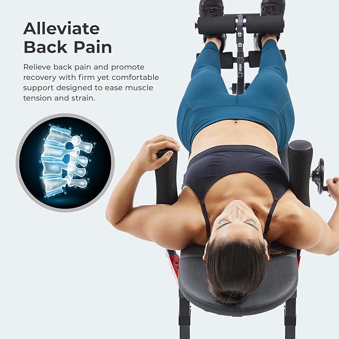 Sunny Health & Fitness Full Body Traction & Stretch Decompression Bench/Table Machine for Lumbar Stretching, Lower Back Pain Relief, Improved Posture Correction, Rehab, Spinal Compression, Flexibility