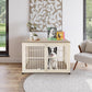 40 Inch Dog Crate Furniture for Large Medium Dogs, Wooden Heavy Duty Dog Kennel with Double Doors, Decorative Pet House Dog Cage Side End Table Indoor, Pet Cage Dog House, Beige