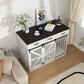 48'' Dog Crate Furniture with Divider&Storage Drawers, Wooden Double Dog Kennel Furniture End Table with Sliding Barn Doors, White Double Dog Crate TV Stand