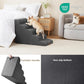 EHEYCIGA Curved Dog Stairs Ramp for High Beds, 5-Step Extra Wide Dog Steps for Small Dogs and Cats, Pet Stairs for High Bed Climbing, Non-Slip Balanced Pet Step Indoor, Grey