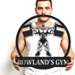Gym Metal Sign Personalized Custom Name Workout Room Fitness Decor, Powerlifting Garage Center Motivational Wall Art, Gift for Women, Men, Dad, Papa, Grandpa, Mother, Sister, Girls, Family Steel