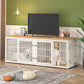 78 Inch Double Dog Crate Furniture, Heavy Duty Extra Large Cage Furniture with Divider for 2 Dogs, Decorative Wooden Kennel Furniture Indoor, Pet House for Large and Medium Dogs, White