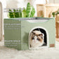 Bedsure Cat Beds for Indoor Cats - Large Cat Cave for Pet Cat House with Fluffy Ball Hanging and Scratch Pad, Foldable Cat Hideaway, 16.5x16.5x13 inches, Green