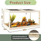 PROLEE Tempered Glass Bearded Dragon Tank,32 Gallon Reptile Tank with Meatl Mesh Roof and Front Sliding Door, Anti-Scratch Lizard Tank,Spacious Reptile Enclosure for Snakes,Lguanas, Chameleons (Oak)