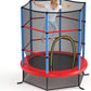 GYMAX Toddler Trampoline, 55” Trampoline for Kids with Bottom-to-Top All-Round Enclosure Net & Seamless Jumping Mat, ASTM Approved Easy Assembly Kids Mini Trampolines Indoor/Outdoor
