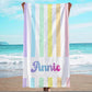 JML Personalized Beach Towel with Name, Custom Rainbow Cabana Stripe Beach Towel, Customized Microfiber Pool Towel, Quick Dry & Absorbent Swim Towel for Adult,Anniversary, Birthday, Summer Holiday