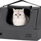 PETSFIT Portable Cat Litter Box - Removable 2-Layer Leak-Proof Lining, Scratch-Resistant Fabric with Sturdy Support Frame, Travel & Collapsible Cat Litter Box Grey