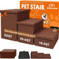Dog Stairs with Storage 18" H, 3-Step Wider Dog Steps for Small/Medium/Large Old Dogs Cats, Folding Sturdy Pet Stairs Climbing Bed Couch, Ramp for Car Hold Up to 200 lbs (Brown, No Condo)