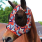 Harrison Howard Super Comfort Stretchy Fly Mask Large Eye Space with UV Protection Soft on Skin with Breathability Orange Geo Print S