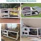 62" Rabbit Hutch with Chew-Proof Ramp & Waterproof Roof - Indoor/Outdoor Bunny Cage, 2-Story Design, 6 Lockable Caster Wheels & Dual Pull-Out Trays (Grey)