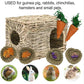 kathson 2 Pcs Large Rabbit Grass House Natural Foldable Hand Woven Seagrass Bed Carrot Hay Toy Hut Safe Comfortable Playhouse with Bunny Chew Toys for Bunny Hamster Guinea Pig Chinchilla Ferret