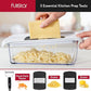 Fullstar Mandoline Slicer for Kitchen, Fruit Cutter, Cheese Grater, Cucumber Slicer, Veggie Spiralizer, Food Cutter & Kitchen Gadgets with Safety Glove (9 in 1, White)
