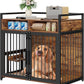 Furniture Style Dog Crate with Storage, 48 Inch Dog Crate Furniture with Double Doors, 2 Stainless Steel Bowls, Dog Crate Furniture-Style Crate for Large/Medium Dog