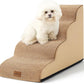 Dog Stairs for Small Dogs 19.7" H, Curved Dog Step for Puppy, Older or Cat, Medium Pet Ramp for Sofa, Couch or Bed, Ladder with High Density Foam, 15.7x28.3x19.7 inch, 4 Step, Light Brown