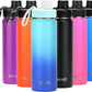 DRINCO Stainless Steel Water Bottle Spout Lid Vacuum Insulated Double Wall Water Bottle Wide Mouth (40oz 32oz 22oz 18oz 14oz) Leak Proof Keeps Cold or Hot (22 oz, 22oz Morning Sky Blue)