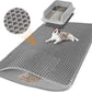 Large Cat Litter Mat for Litter Box, 47"×27.5" Double Layer Trapping Mat, Non-Slip Water Proof Kitty Litter Pad, Grey