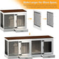White Heavy Duty Furniture Dog Crate, Wood and Metal Kennel Cage, Pet House End Table with Drawer and Pull-Out Design, Dog Home for Indoor use, Large Size