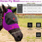 2 Piece Horse Fly Mask with Ears, Comfortable Fit Stretch Fabric Big Eye Space Soft Breathable with UV Protection for Full Horses (Purple-Gray)