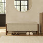 Storage Ottoman Bench, End of Bed Bench for Bedroom, 47" Boucle Upholstered Entryway Shoe Seat Bench, Holds up to 660 lb Storage Ottoman, Padded Blanket Chest Stool Foot Rest for Living Room Beige
