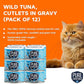 Wet Cat Food Canned Tuna Cutlets in Gravy, 100% Mercury-Tested, Moist Can Fish for Cats, Grain-Free, Protein, Non-GMO, Pack of 12