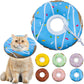 Cat Cone Collar Soft, Adjustable Cat Recovery Collar Kitten Cones to Stop Licking, Cute Donut E Collar After Surgery, Cats Neck Pillow Elizabethan Cones of Shame (Waterproof Blue, Medium)