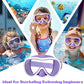 Kids Swim Goggles 180° Snorkel Diving Mask with Nose Cover, Anti-Fog Kids Swimming Goggles with Elastic Fabric Strap for Kids Boys Girls