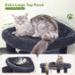 Globlazer Corner Cat Tree for Large Cats, 66inch Tall Curved Series Large Cat Tower for Multiple Indoor Cats with 6 Scratching Posts, 2 Spacious Cat Condos, Hammock, Hanging Basket, C66, Dark Grey