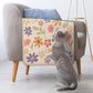 SCRATCHABLE Sisal Cat Scratcher, [+ Catnip Fish Toy], Wall Scratcher, Couch Protector, Scratching Mat- 24 X 15.8 With 12 Adhesive Velcro Stripes (Floral)