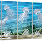 SYGALLERIER Coastal Metal Wall Art Handcrafted 3D Jelly Fish Aluminum Artwork Modern Sea World Pictures Contemporary Abstract Sculpture for Living Room Bedroom Bathroom Decor