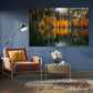 Nature Wall Art Prints - Ocean Forest Mountain Lake Canvas Landscapes - Small to Extra Large Living Room Bedroom Kitchen Bathroom Décor (Autumn by the Lake, 35L" x 53W" - 3 Panels)