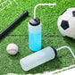 Domensi 2 Pack 1 Liter Sports Water Bottle with Long Straw Hockey Lacrosse 34 Oz Water Bottle Easy Squeeze Plastic Use with Sport Helmet in Football Baseball(Translucent,No Printed)