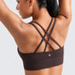CRZ YOGA Softness Mold Womens Butterluxe Strappy Longline Sports Bra - Double Spaghetti Strap Workout Yoga Crop Top Athletic