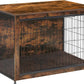DWANTON Dog Crate Furniture with Cushion, Wooden Kennel Table with Double Doors, Indoor Dog House, Medium Size, 32.5" L, Rustic Brown