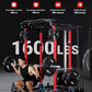 YOLEO Smooth Dual Pulley System Power Cage, 1600LBS Adjustable Cable Crossover Power Rack, Multi-Functional Squat Rack for Home Gym with More Training Attachment