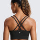 CRZ YOGA Softness Mold Womens Butterluxe Strappy Longline Sports Bra - Double Spaghetti Strap Workout Yoga Crop Top Athletic