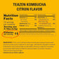TEAZEN Citron Kombucha Tea, Hydration Drink Mix, Sugar Free, Live Probiotics & Prebiotics, 10 Sticks, 1.76oz