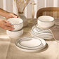 Ceramic Dinnerware Set, 12-Piece Service for 4, Round, Microwave and Dishwasher Safe, Cambridge Classics (French)