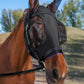 Horse Fly Mask with Ears, UV Protection for Horses, Elasticity with Big Mesh Eye Covers, Snug Fitting Comfortable Breathable Lightweight for Horses Black Full Size