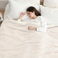 Snuggle Sac Queen Size Oversized Super Soft Bed Blanket - Warm & Cozy Knit Fuzzy Microfiber Blankets in Heather Ivory, 90 x 90
