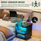 HNEBC Nightstand with Wireless Charging Station, LED Nightstand Has Adjustable Rotary Workstation,Smart Night Stand with 2 Drawers,Modern Bedside Table for Bedroom, Sensor Light/Wheel (Black)
