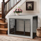 Bigrab Dog Crate Furinture with Thick Cushion, Side End Table Wooden Dog Cage with Double Doors, Chew-Resistant Dog Kennel Dog House Indoor for Small to Large Dog, M (Grey)