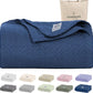 Cloud Scape Linen 100% Cotton Blanket King Size for Bed – Lightweight Summer Blanket, Herringbone Weave,fits California King Size Bed, 92x108,Ensign Blue