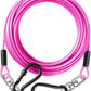 Dog Tie Out Cable 15FT-500Lbs,Heavy Duty Dog Leads&Tether for Yard with Swivel Hook,Small Large Dogs Leash Line for Outside,Rust Chew Proof Dogs Run Cable for Outdoor Camping (Pink, 15FT)