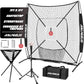 6'X6' Baseball Softball Practice Net with Batting Tee and Ball Caddy, Bonus Strike Zone Target and Bow Frame, for Hitting, Pitching, Catching