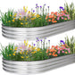 JERIA 2 Pcs 8×4×1ft Oval Raised Garden Bed,Galvanized Raised Garden Bed Kit Outdoor Metal Gardening Planter Box for Vegetable, Fruits, Flower，Herbs