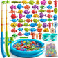 Pool Fishing Toys Games, Water Table Bathtub Toy with Inflatable Pool Pole Rod Net Plastic Floating Fish, Birthday Gifts for Kids Age 3 4 5 6 Year Old,Kids Outdoor Toys