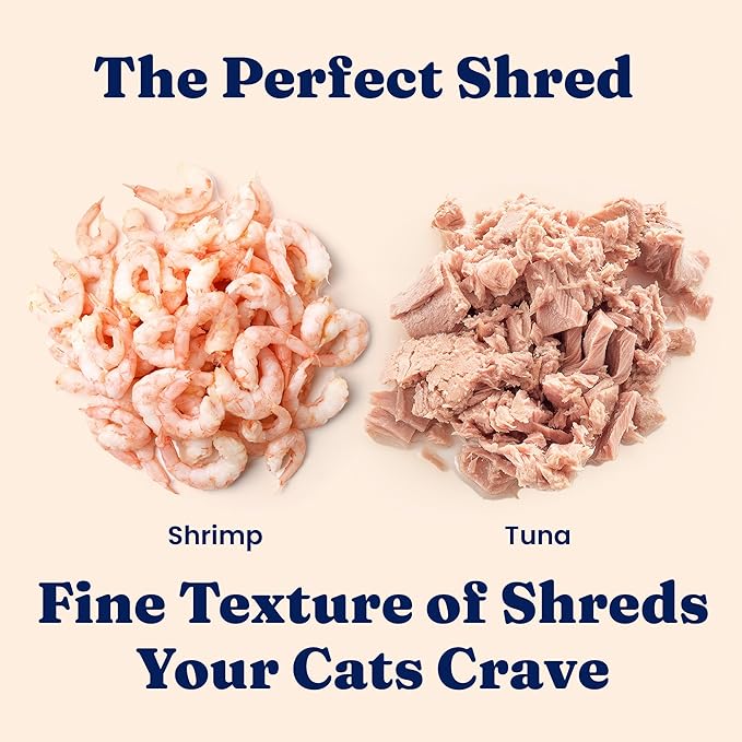 Solid Gold Wet Cat Food Shreds in Gravy - Healthy Canned Cat Food Made w/Real Tuna, Shrimp, Vitamins, Minerals & Taurine - Grain Free & Gluten Free Canned Meals for Cats & Kittens - 24ct/3oz Can